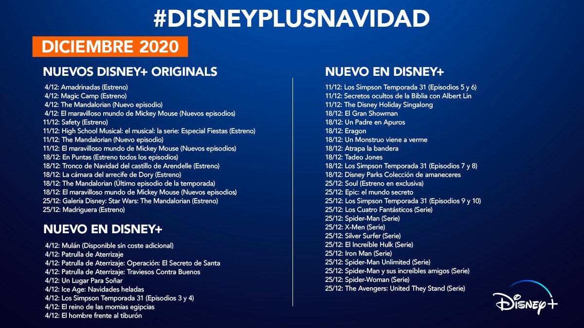 Disney+ España: Estrenos Diciembre