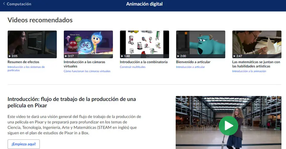 Pixar in a Box: Cursos Gratis de Animación Online