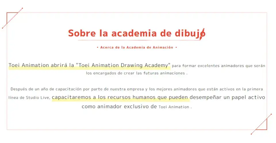 Programa de Entrenamiento para Animadores en Toei Animation