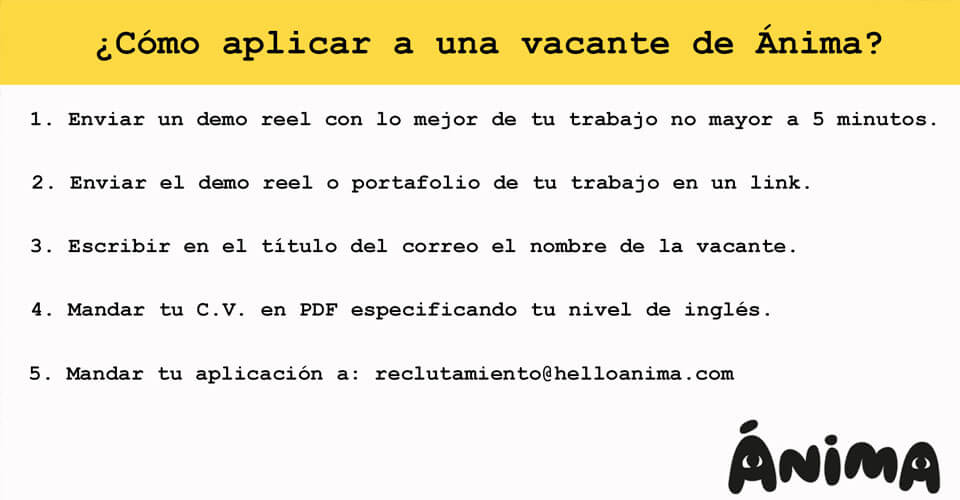 Vacantes y Contrataciones en Ánima Estudios