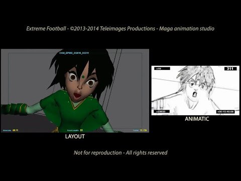 from storyboard to CG layout, camera, posing process