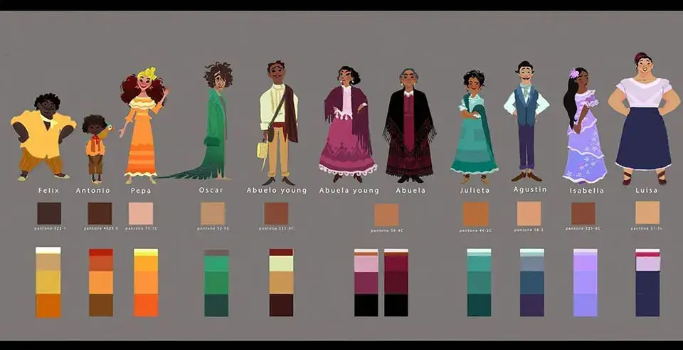 Paleta de colores para personajes de “Encanto” 